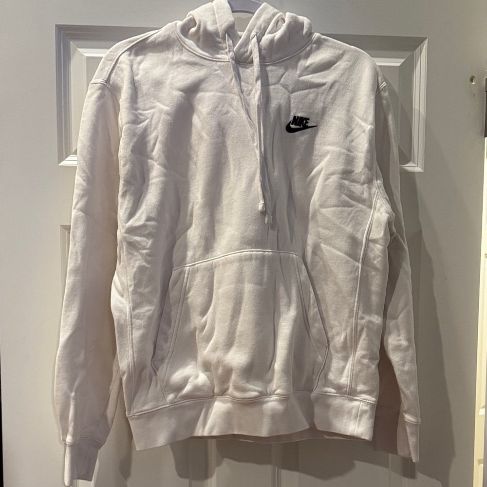 Nike White Crewneck Hoodie with Black Swoosh